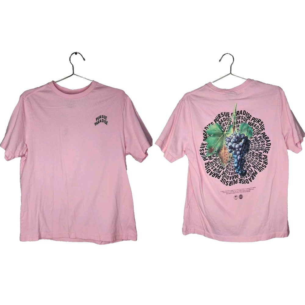 H&M Pursue Paradise Regular Fit Printed T-Shirt in Light Pink Size M